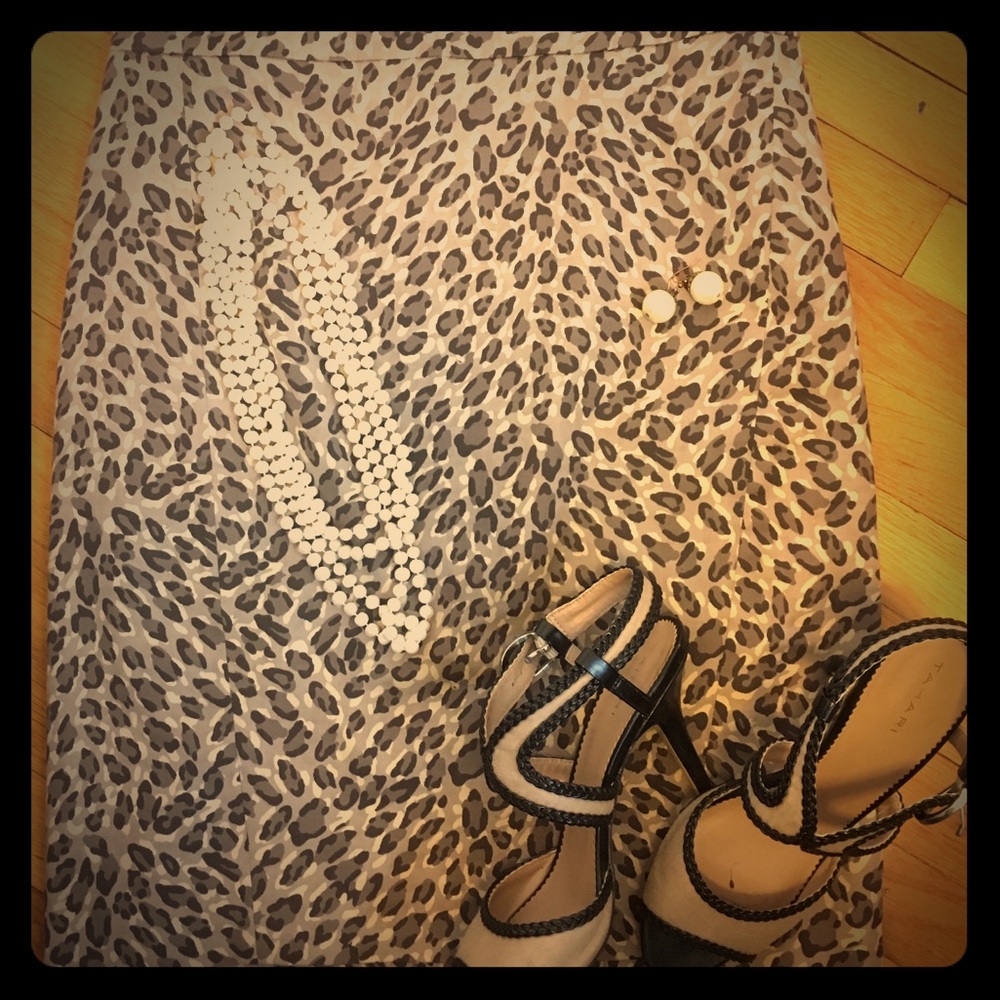 Leopard Print Loft Pencil Skirt